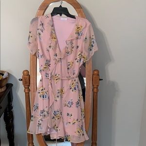 Pink floral wrap dress!